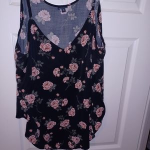 Black floral tank top